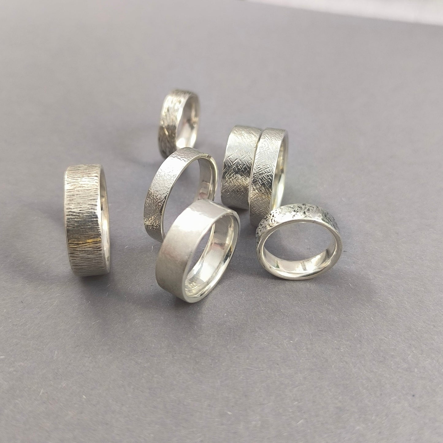 Handforged from scratch sterling Silver ring - 7mm wide