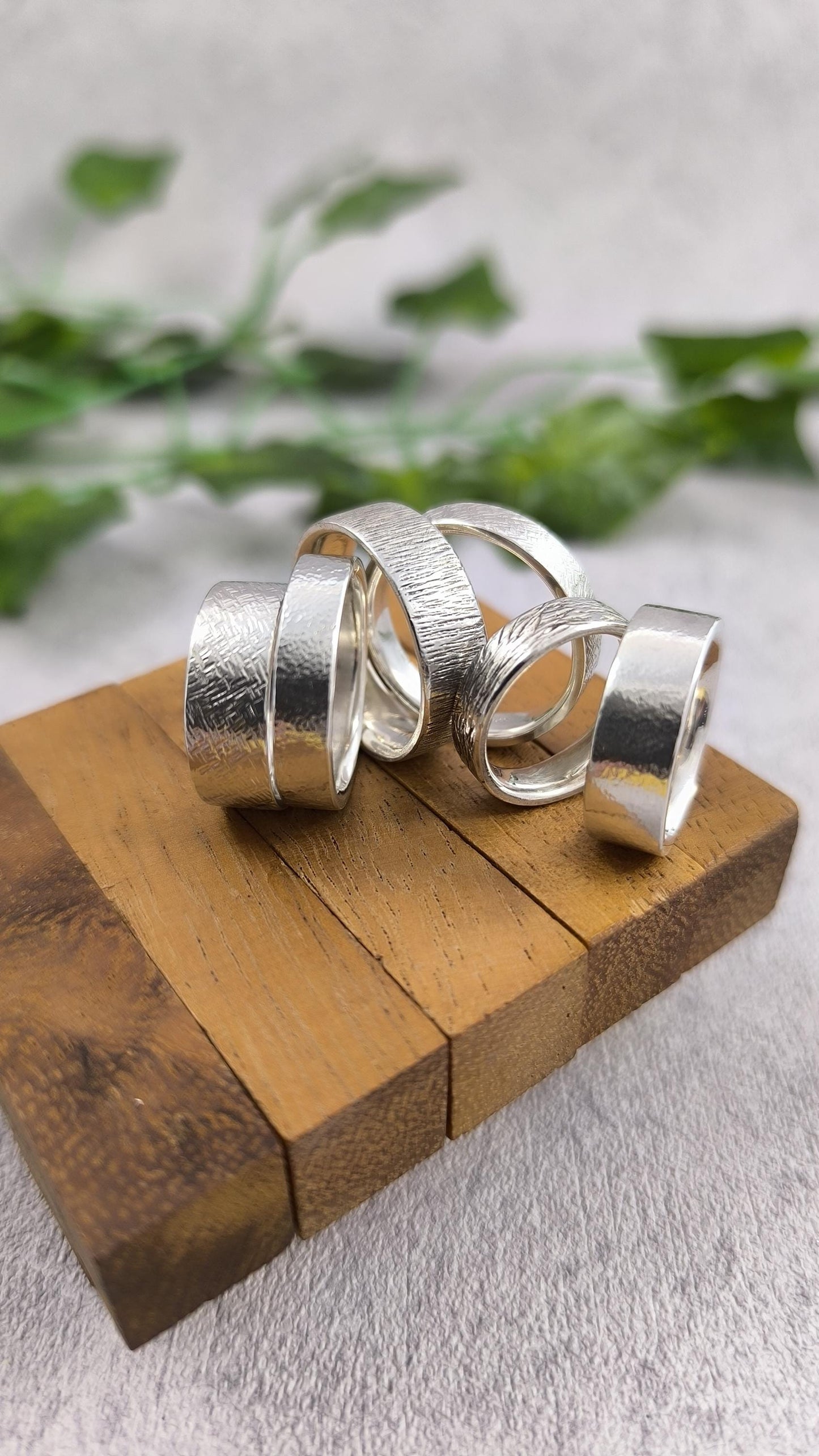 Handforged from scratch sterling Silver ring - 5mm wide