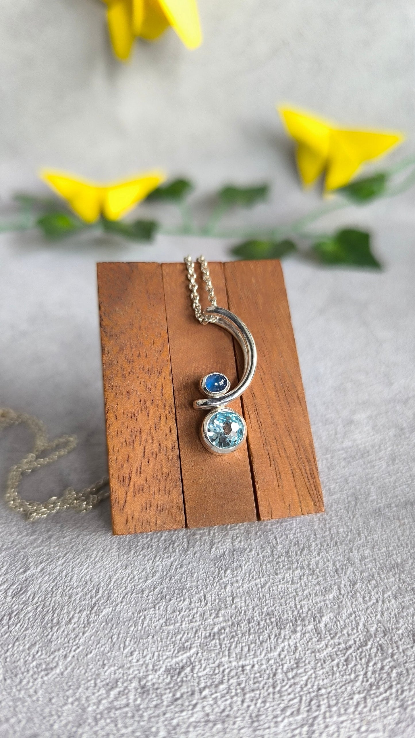 Sapphire and Topas pendant - "Balance"
