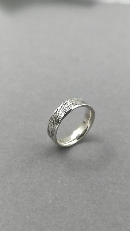 Handforged from scratch sterling Silver ring - 5mm wide
