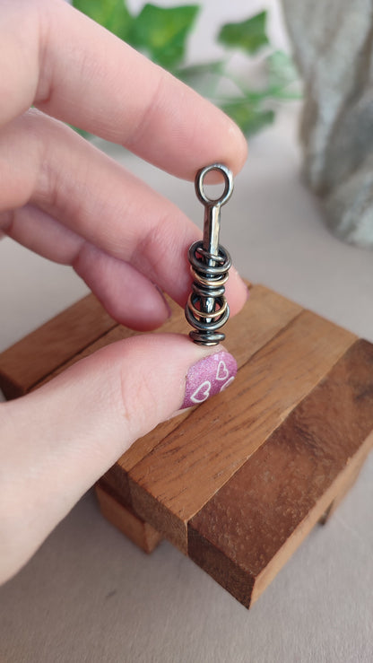 Tower of Hanoi - 14ct Gold and Sterling Silver fidget Pendant