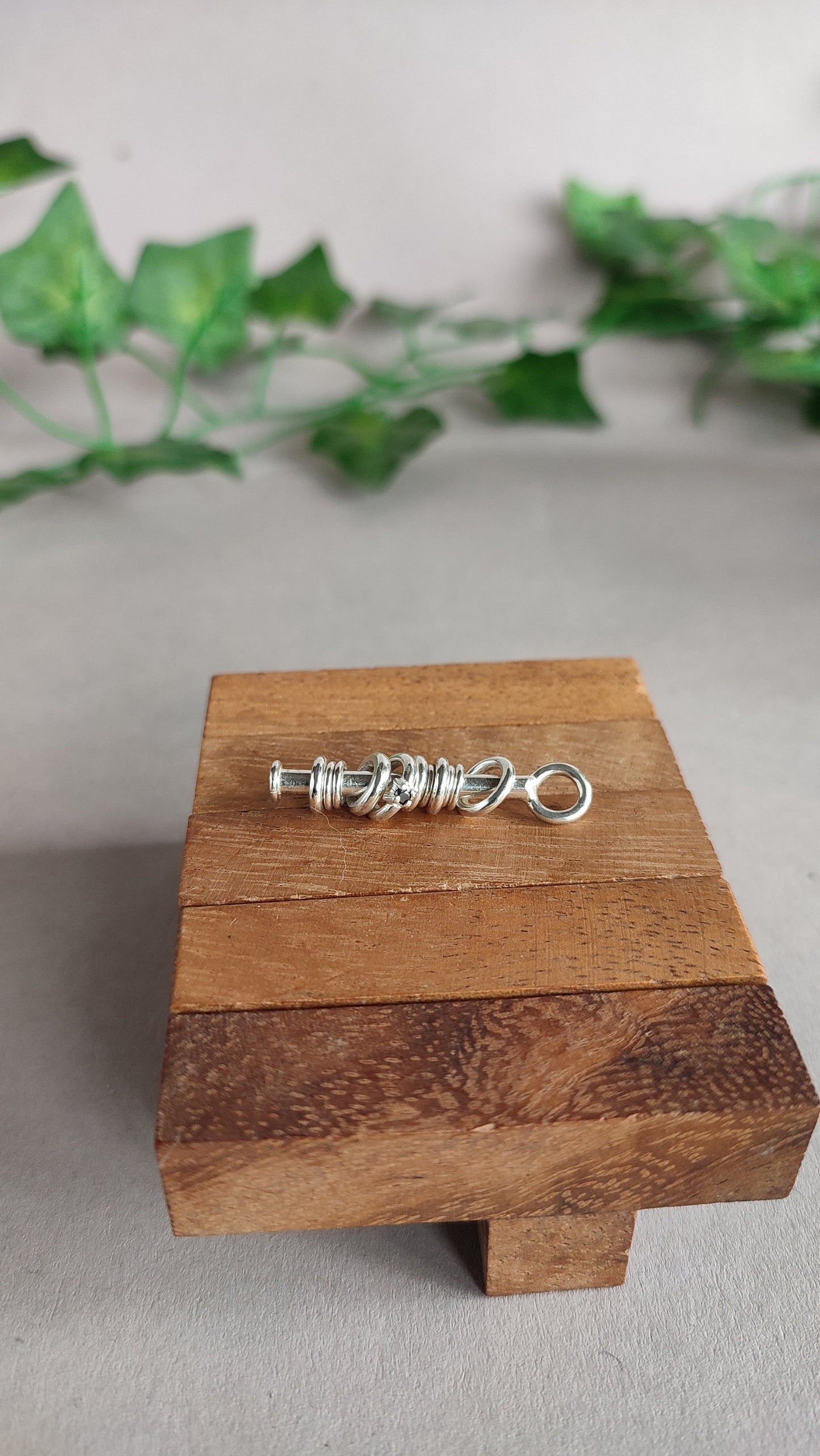 Tower of Hanoi - Black diamond and Sterling Silver Pendant