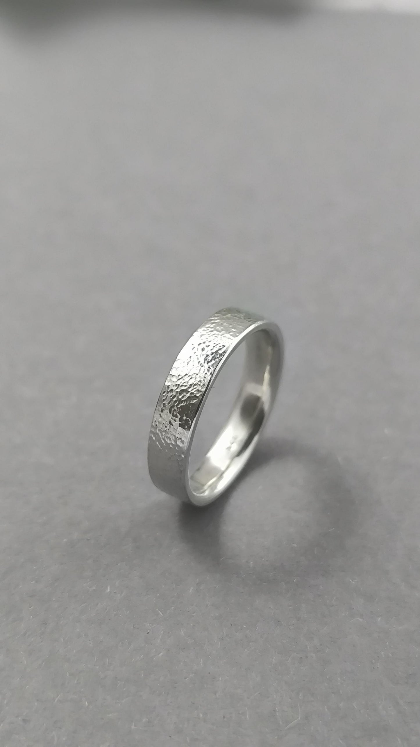 Handforged from scratch sterling Silver ring - 5mm wide