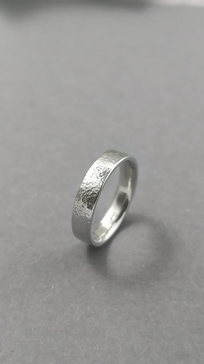 Handforged from scratch sterling Silver ring - 5mm wide