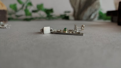 Gamer Earrings with Emerald and 14ct gold - "press continue"
