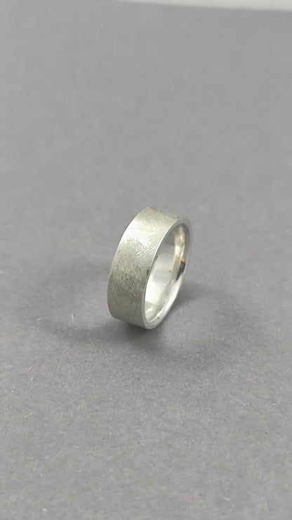 Handforged from scratch sterling Silver ring - 5mm wide