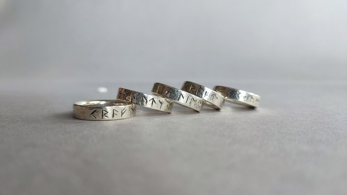 Customizable Rune Ring - elder Futhark - made of Sterling Silver - "Old Magic"