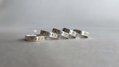 Customizable Rune Ring - elder Futhark - made of Sterling Silver - "Old Magic"