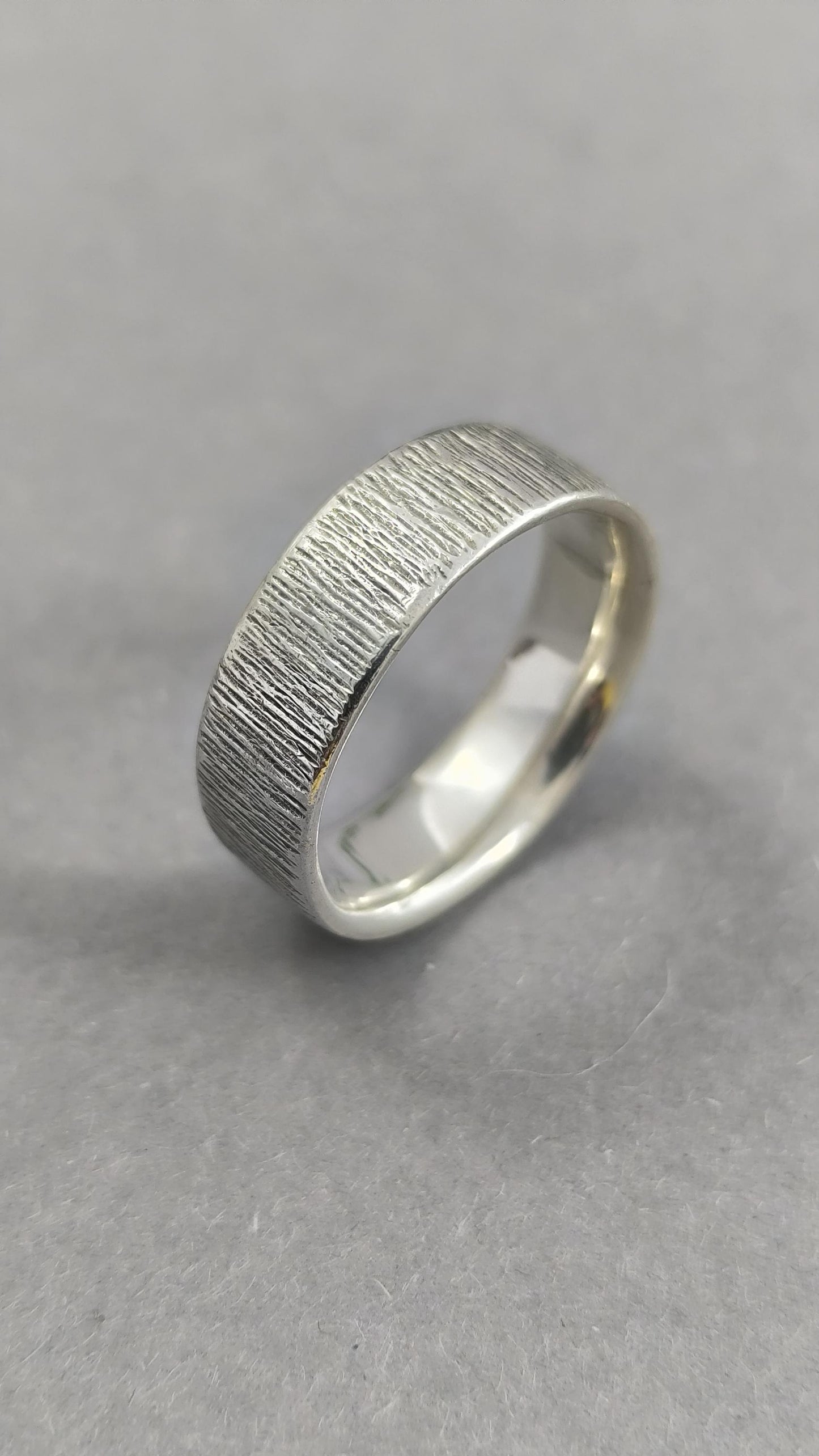 Handforged from scratch sterling Silver ring - 5mm wide