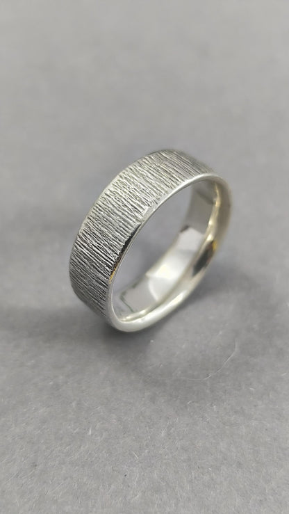 Handforged from scratch sterling Silver ring - 5mm wide
