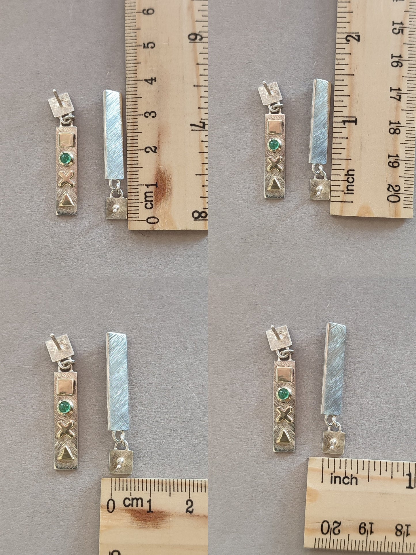 Gamer Earrings with Emerald and 14ct gold - "press continue"