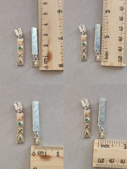 Gamer Earrings with Emerald and 14ct gold - "press continue"