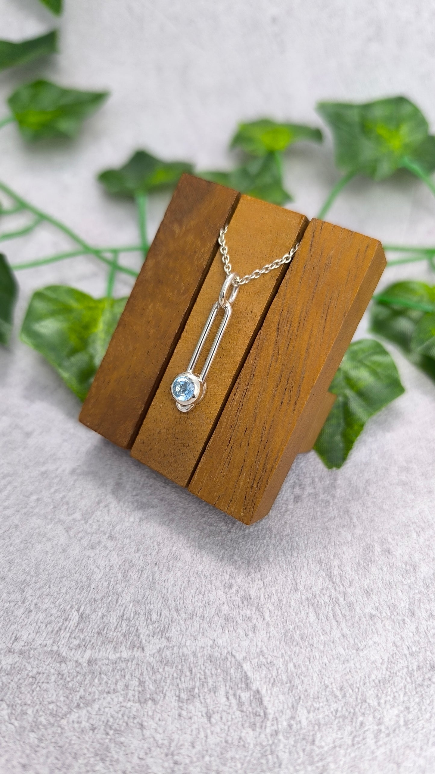 Sliding blue Topaz Pendant