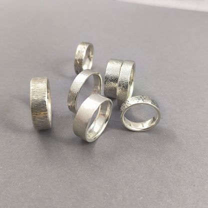 Handforged from scratch sterling Silver ring - 5mm wide