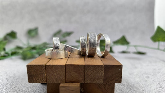 Handforged from scratch sterling Silver ring - 7mm wide