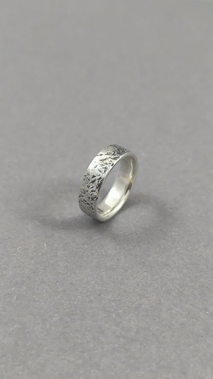 Handforged from scratch sterling Silver ring - 5mm wide