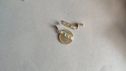 Gamer Earrings with Emerald and 14ct gold - "press continue"