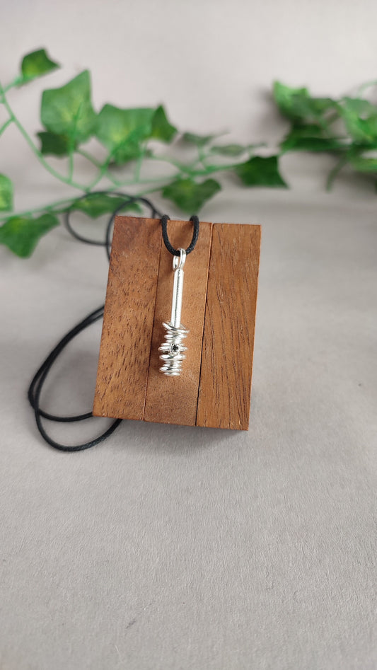 Tower of Hanoi - Black diamond and Sterling Silver Pendant