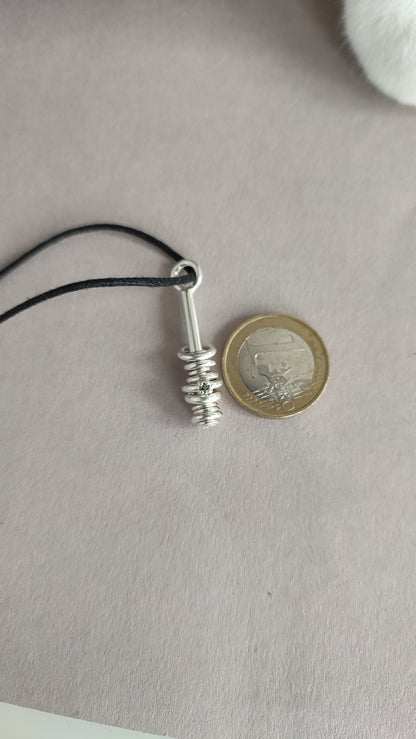 Tower of Hanoi - Black diamond and Sterling Silver Pendant