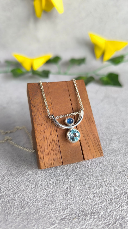 Sapphire and Topas pendant - "Balance"