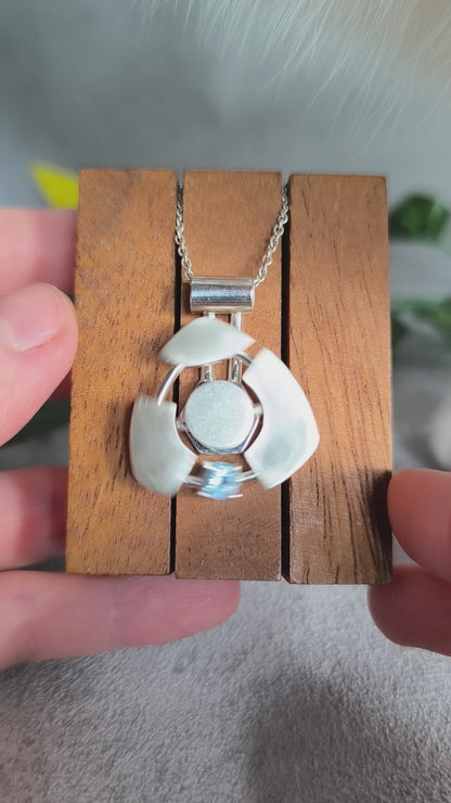 Futuristic spinner Pendant in sterling Silver with Topaz
